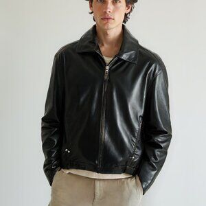 Marc New York Mens Leather Bomber Jacket